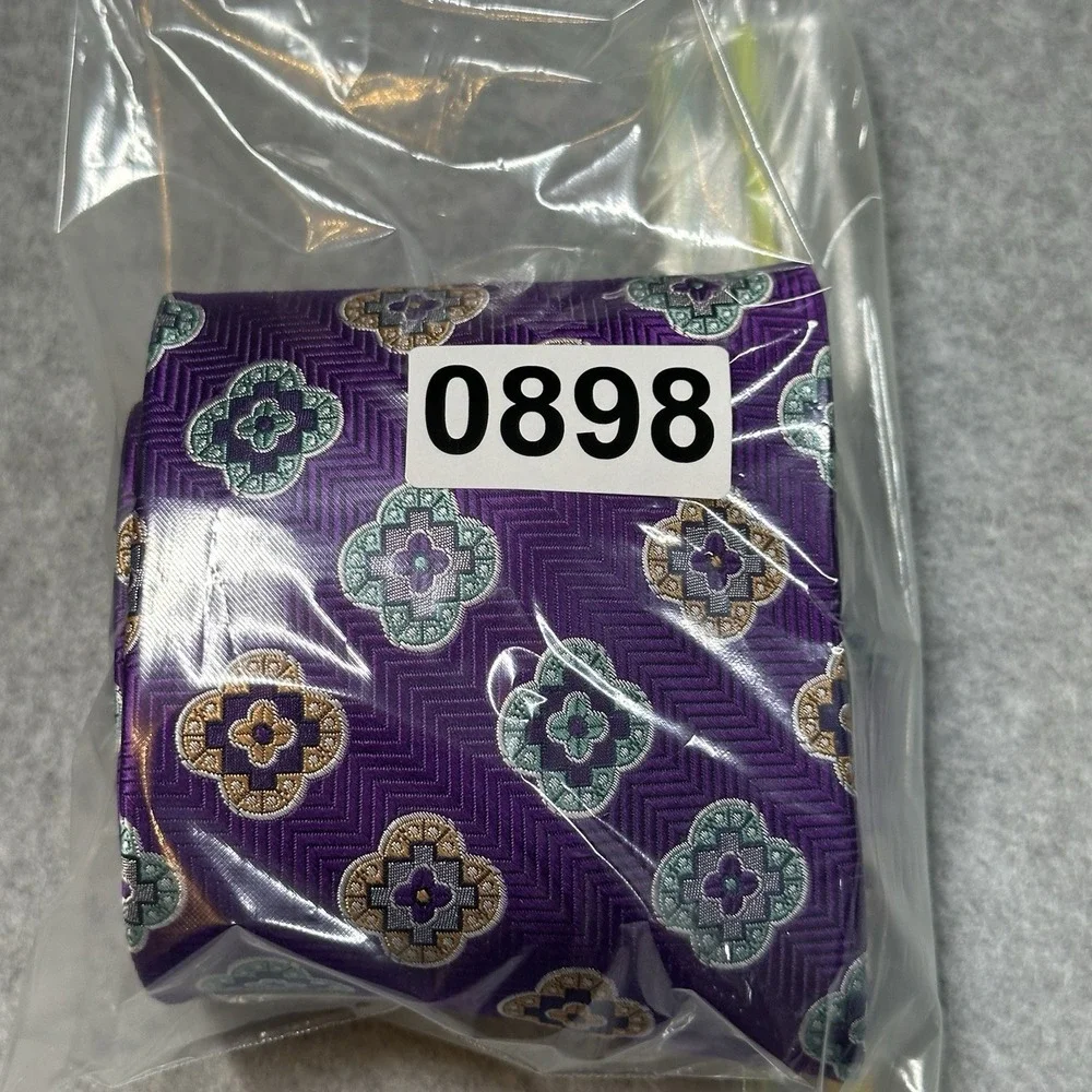 Paul Fredrick Silk Tie Purple Geometric Medallion Classic Mens - Picture 6 of 6